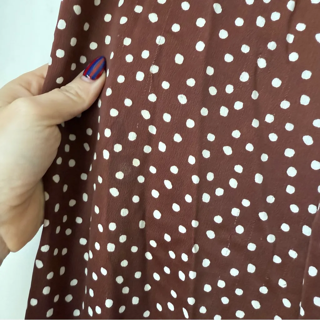 Urban Outfitters Brown Satin Polka Dot Wide Leg High Rise Pants L - Image 8