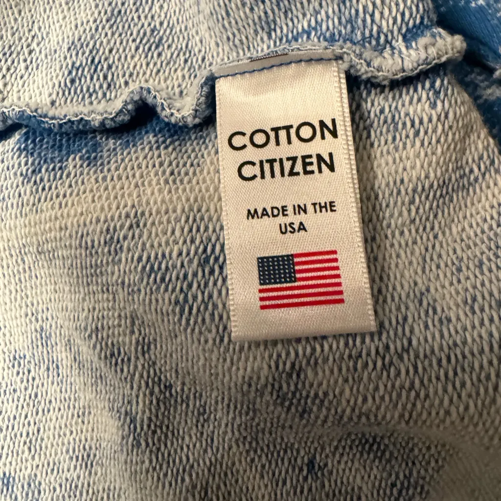 Cotton Citizen Women’s Blue & White Paint Splatter Short Sleeve Hoodie Size XS - Image 7