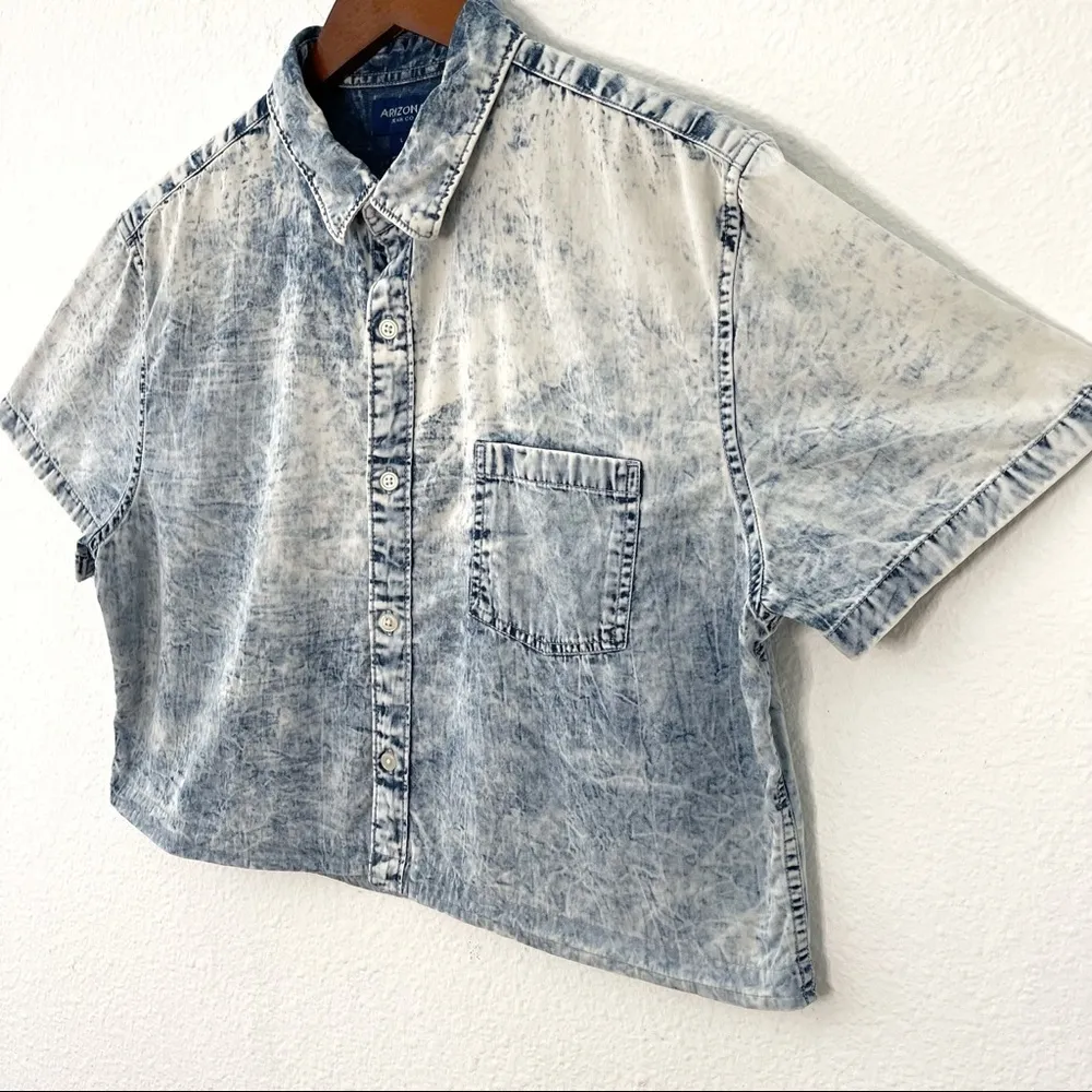 Y2K acid wash crop boxy shirt top size L - Image 4