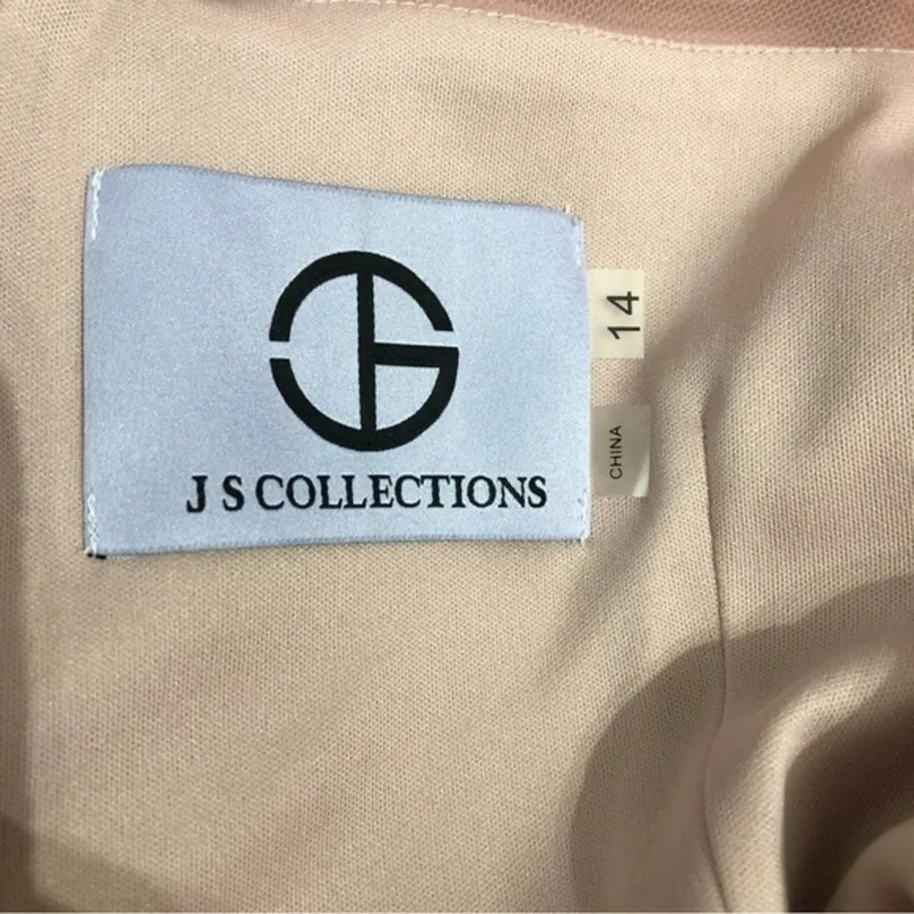 JS Collections Karina Blush Bow Illusion Mesh Sheath Dress 14 NWT - Image 7