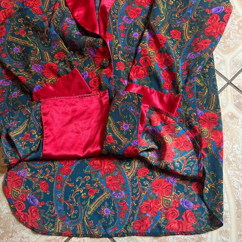 Vintage Victoria Secret Floral Red Robe - Image 9