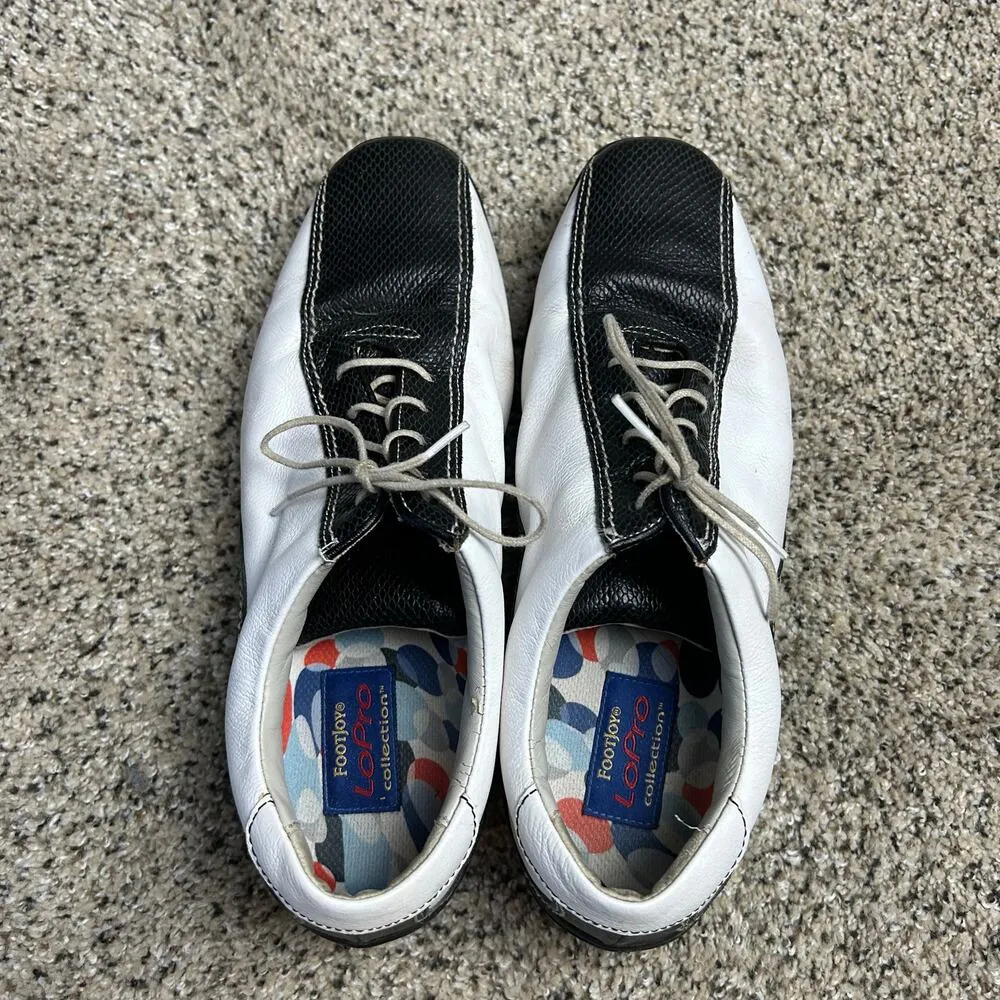 Footjoy LoPro Womens Size 9M Golf Shoes Black White Spikes Cleats 97223 - Image 8