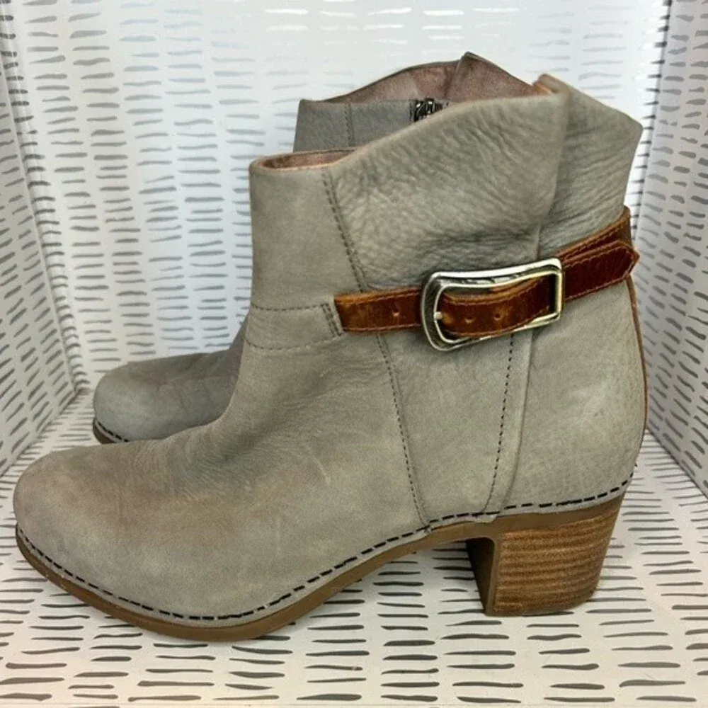 Dansko Hartley Bootie Gray Nubuck Leather Side Zip Boot EU 39 US 8.5‎ - Image 2