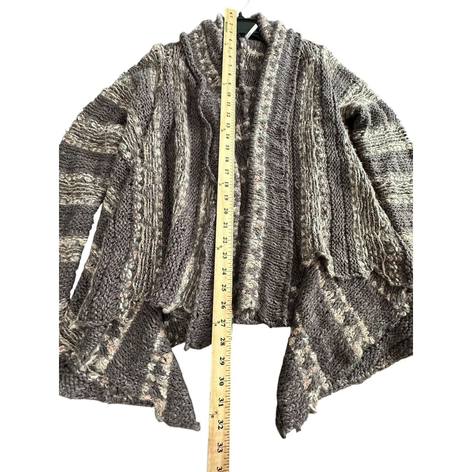 Free People Runaway Love Crochet Chunky Knit Small Brown Cardigan Sweater #HR-6‎ - Image 8