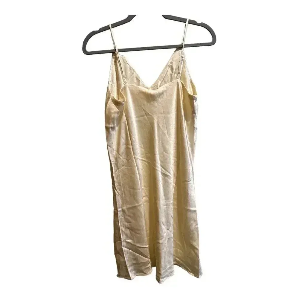 NWT Lanston‎ Satin Like Pale Yellow Dress Size L - Image 2