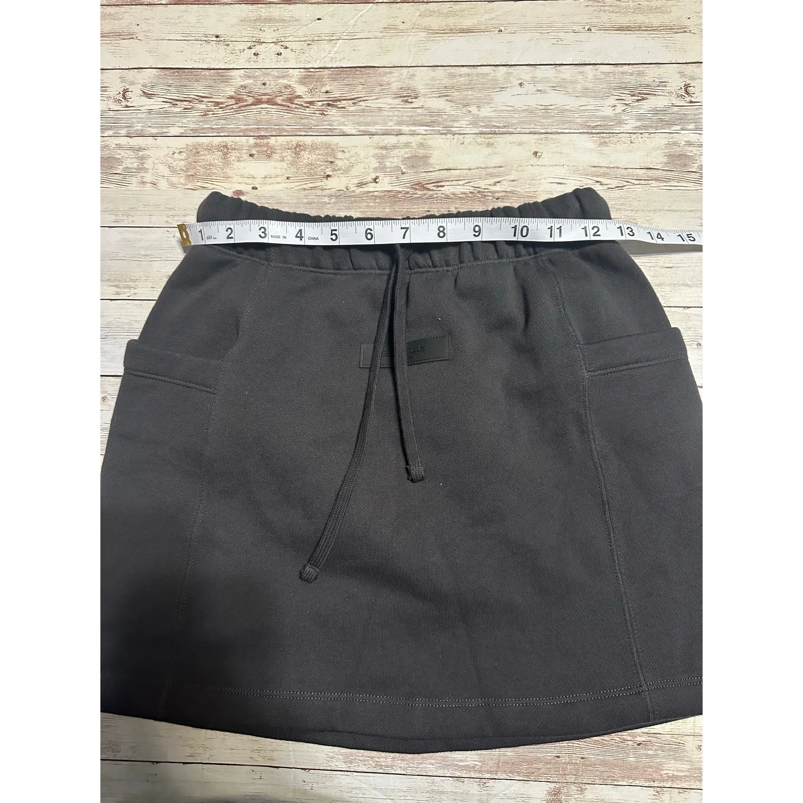 Essentials Fear of God Fleece Mini Skirt Size XS Charcoal Gray Cargo Drawstring - Image 6