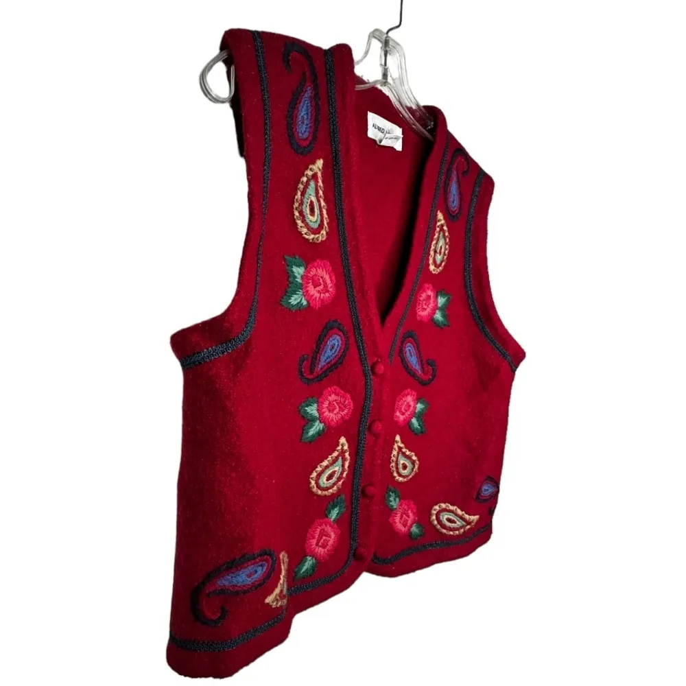 Vintage Alfred Dunner Wool Sweater Vest‎ Red Size M - Image 4