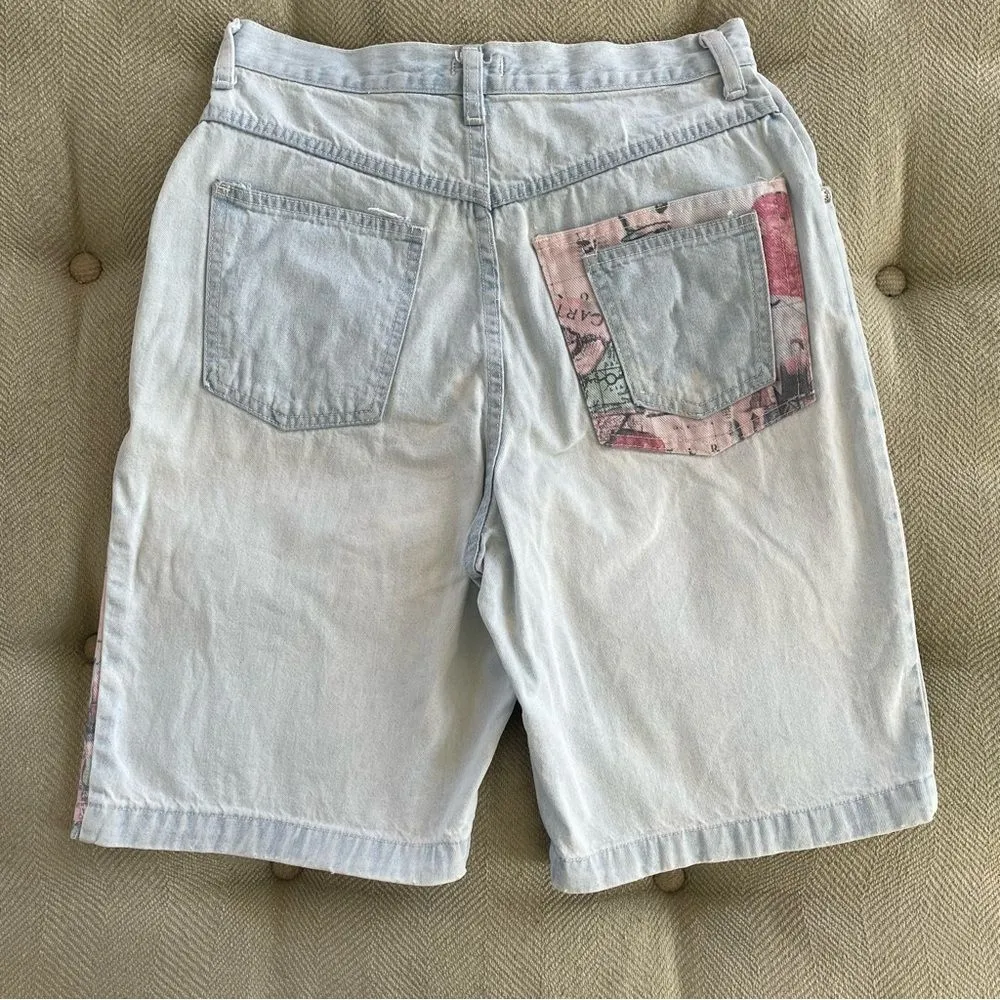 Vintage 80s Early 90s  High Rise Denim Jean Shorts 9 XS S 9” Inseam - Image 2