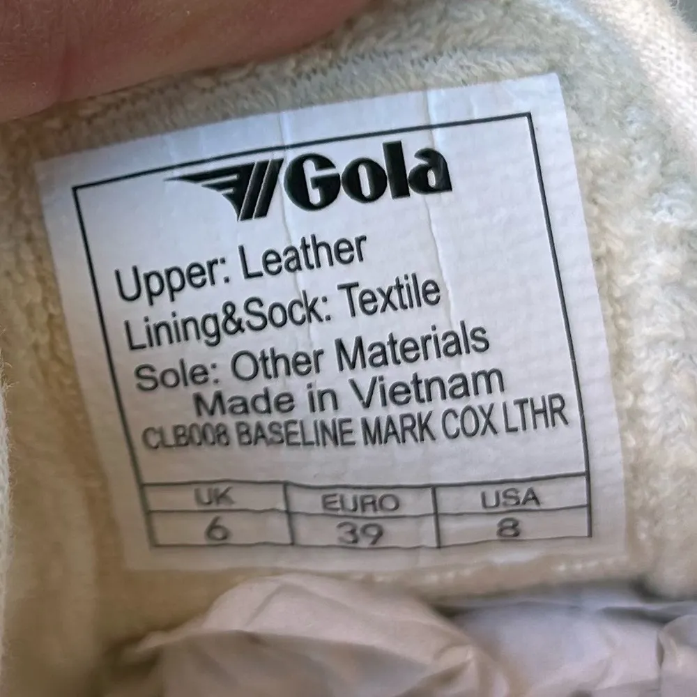 Gola Vegan Classics Women's Tennis Mark Cox Sneakers Offwhite/Vintage Blue Sz 8. - Image 8