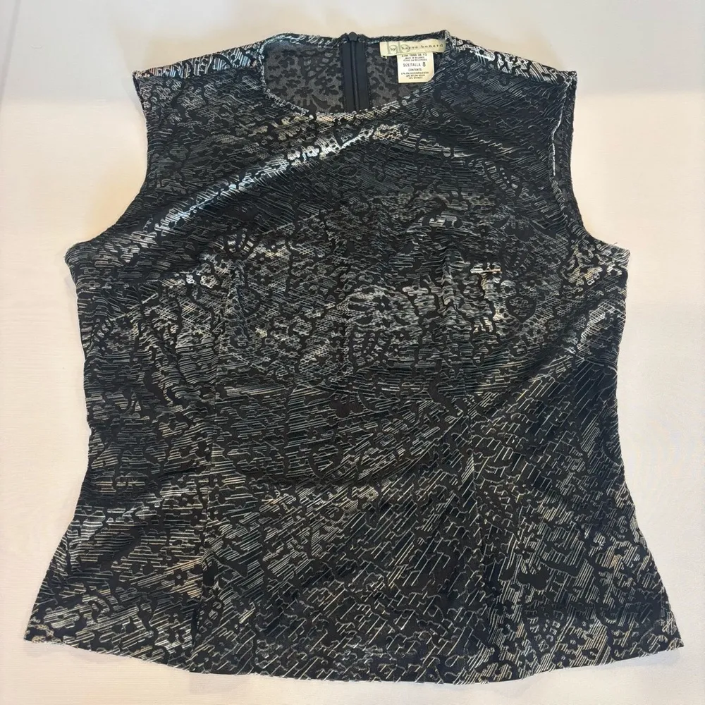 HARVE BENARD Sleeveless Black/Shiny/Sheer Velvet Blouse Like New Sz‎ 8 - Image 3