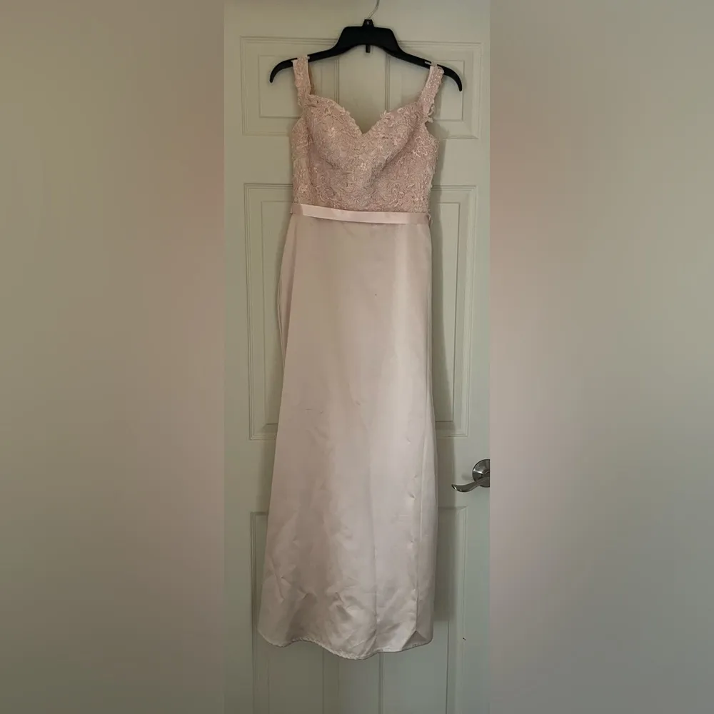 Ashley & Justin Blush Lace Off the Shoulder Bridesmaid Dress size 8 - Image 2