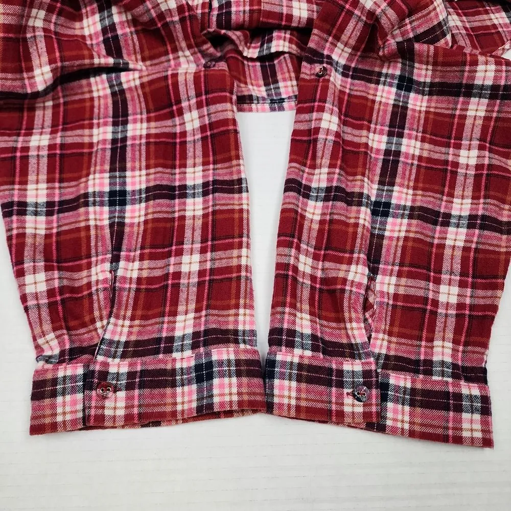 M&S Marks & Spencer Flannel Plaid Nightshirt Cotton Sleepshirt Size US 12 Large Pink - Image 8