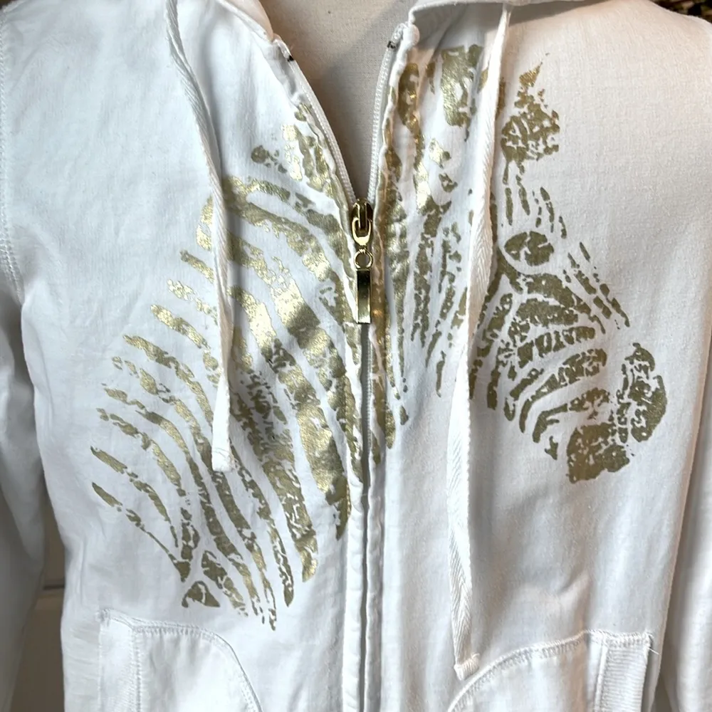 Abby & Friends White Cotton Sweatshirt Hoodie Jacket PS Womens Lightweight Size undefined - Image 5