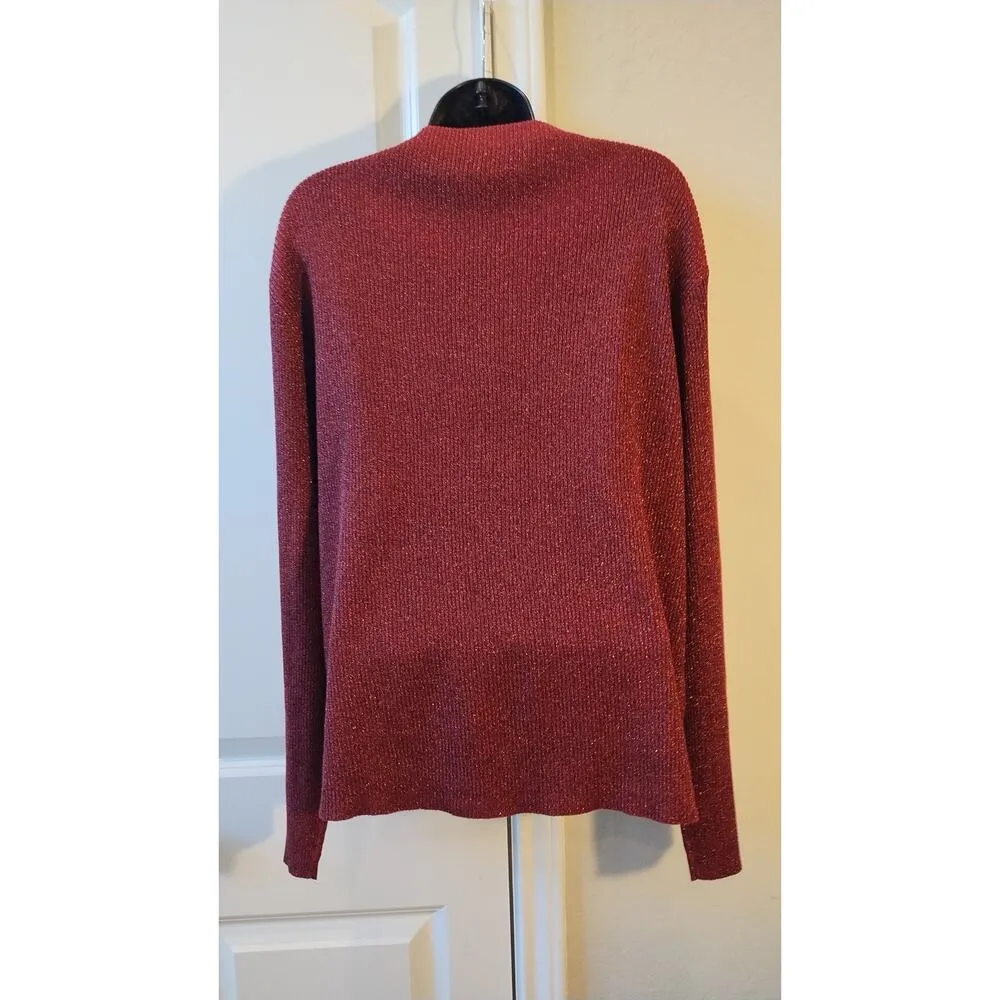 Preston & York  Sweater Mock Turtleneck Size XL in Red Metallic - Image 4