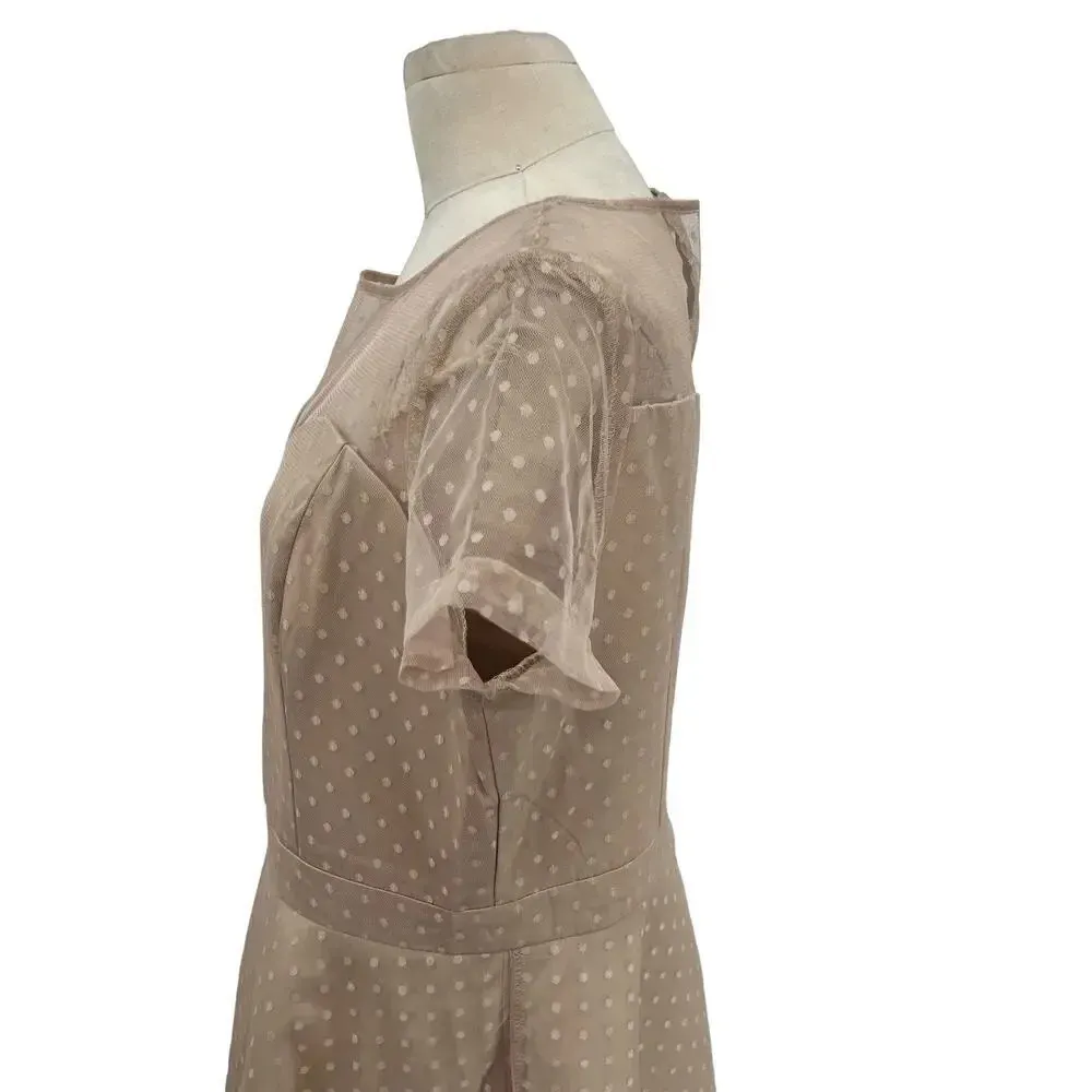 Lindy Bop Leona Almond Polka Dot‎ Mesh Prom Dress Beige Plus Size 3XL - Image 7