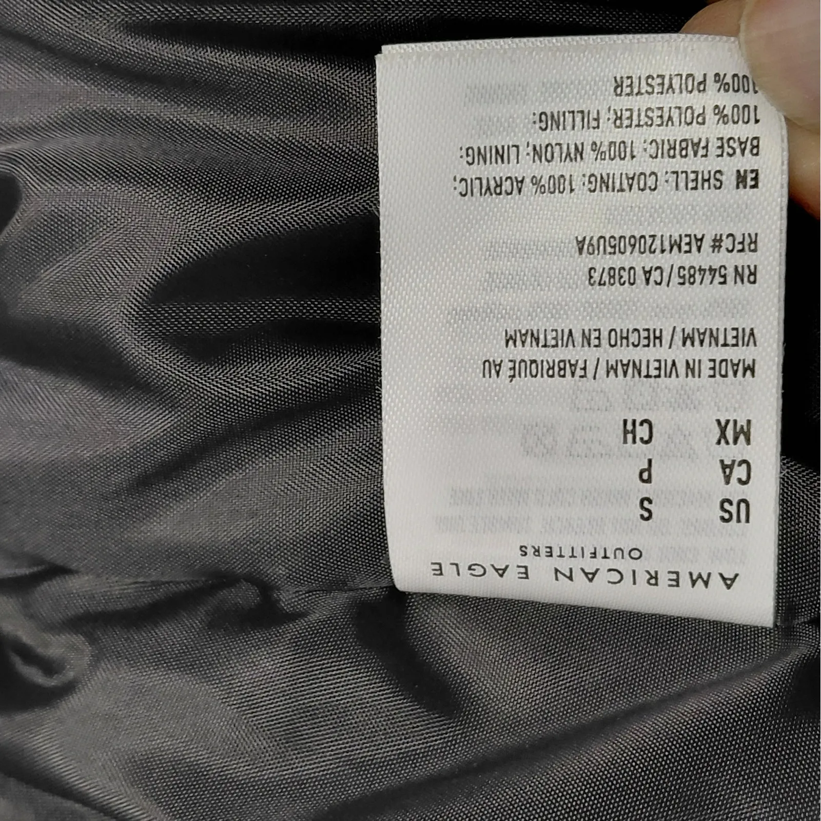 American Eagle Womens Puffer Jacket Size Small Black Multi Cropped Coat Cozy Y2K - Image 9