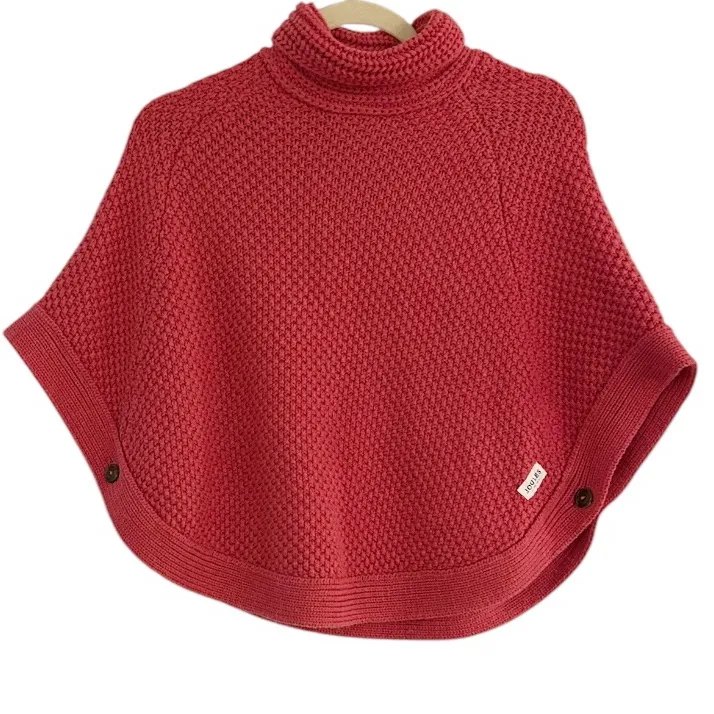 Joules Knit Coral Poncho Sweater Size Medium Pink - Image 2