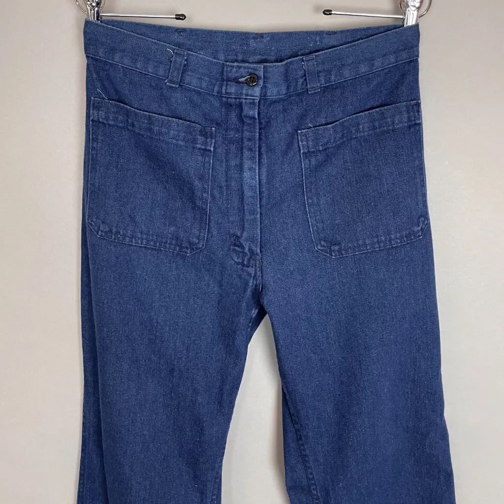 Vintage Military Pants Women Trousers Flared Leg Navy Blue‎ High - Image 15