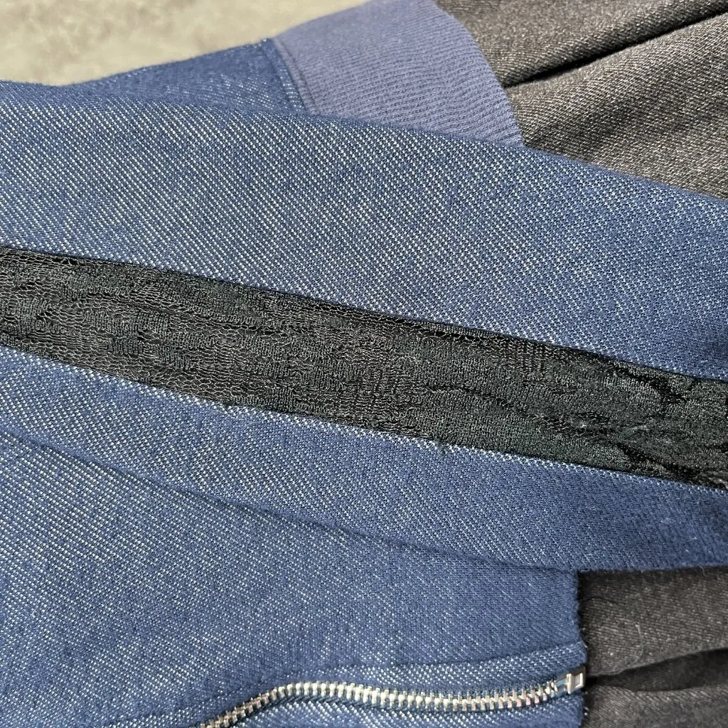 Bebe Rhinestone Logo Zip Hoodie Women’s Small Dark Blue Y2K 2000 Retro Lace Trim - Image 9