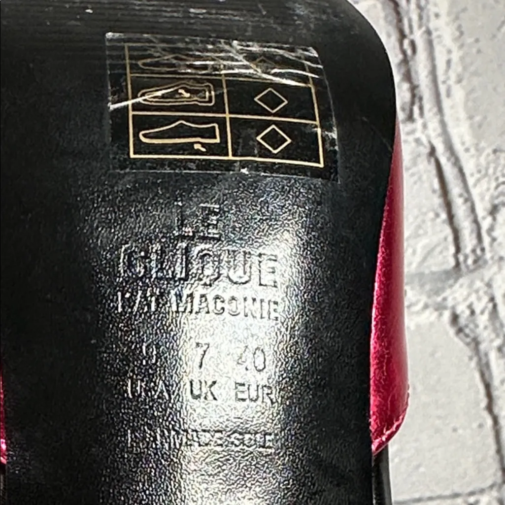 Le Clique Kat Maconie Pink Metallic Flared Tapered Stiletto Heels Pumps sz 9 US - Image 8