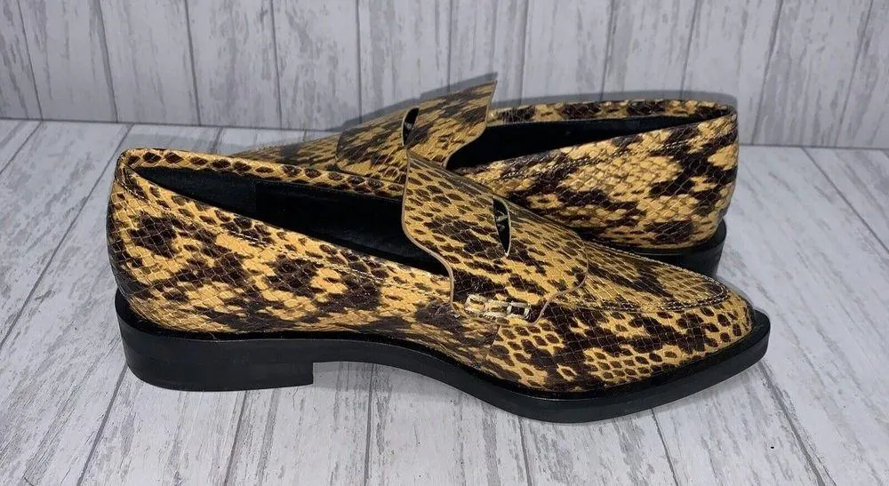 Womens Size 6.5 Rebecca Minkoff Pacey Loafers Yellow Snake Print EUC. - Image 5