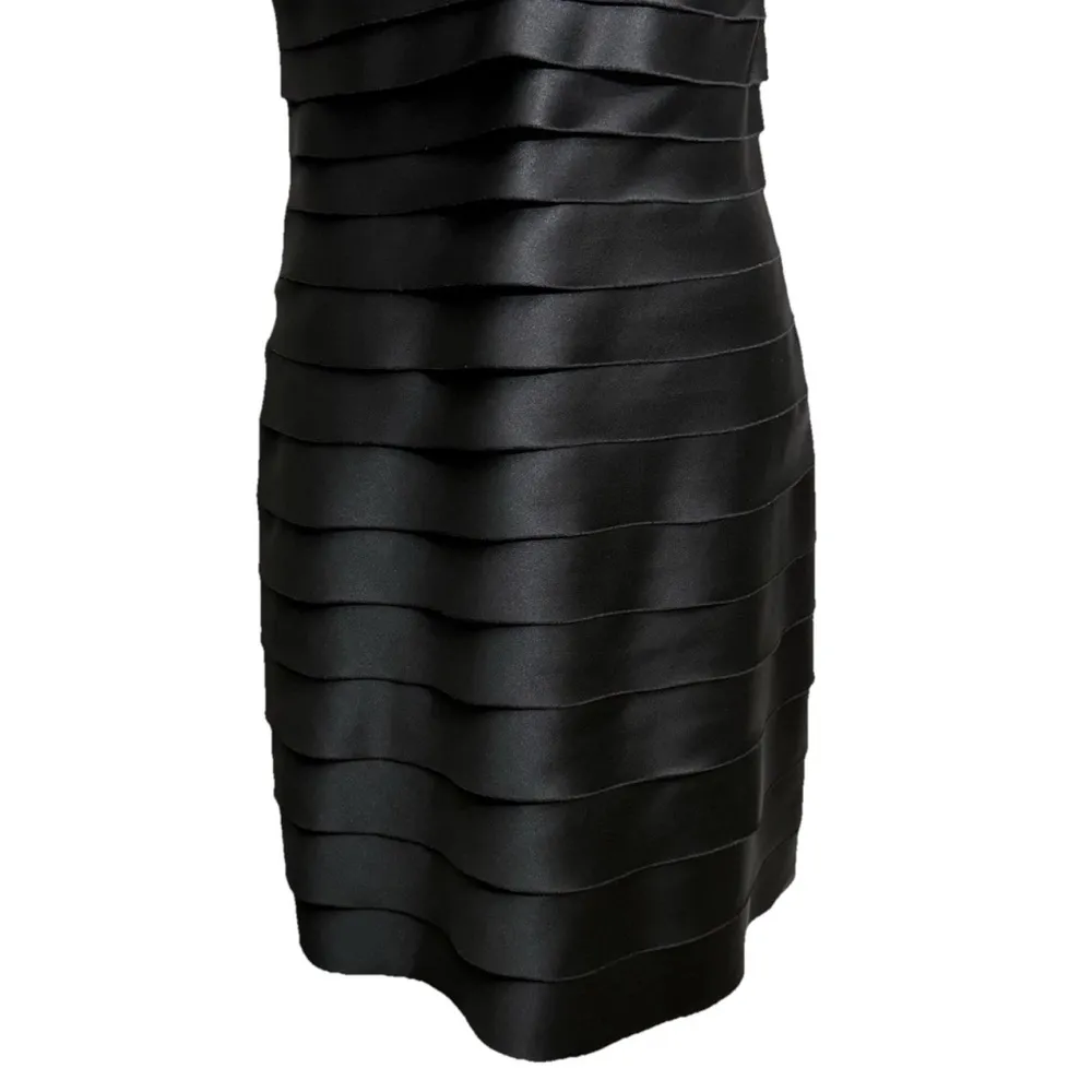 BCBG Women's Size 8 Bandage Bodycon Dress Black Halter Satin - Image 4