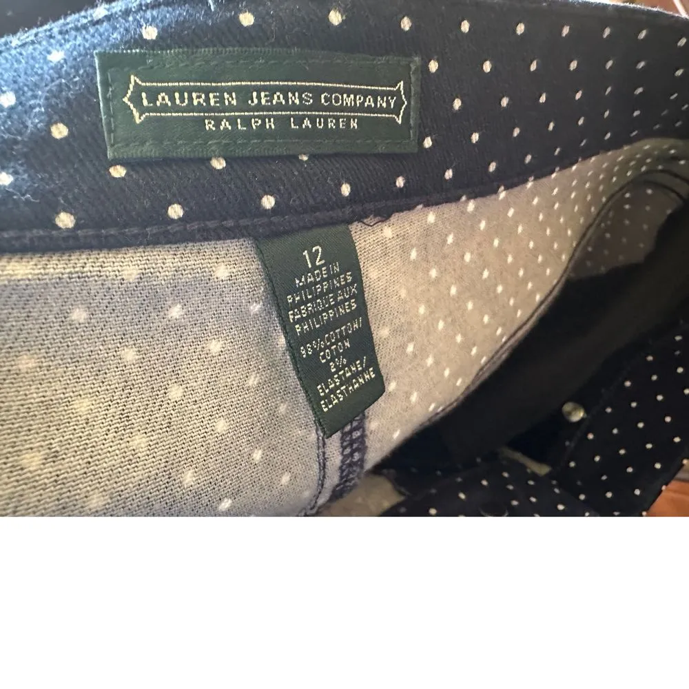 Lauren jeansco Navy Blue Polka Dot Pencil Skirt Classic Vintage Style KneeLength - Image 6