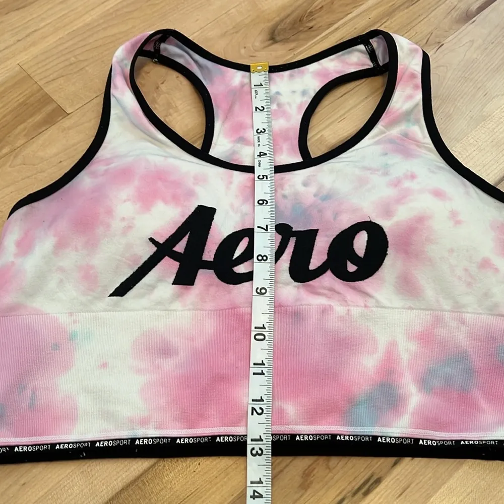 AeroSport Pink & Black Tie-dyed Padded Sports Bra - Image 7