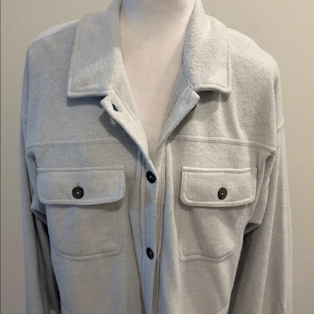 White Birch Oversized Soft Gray Fleece Shirt Jacket Sz S - Image 2