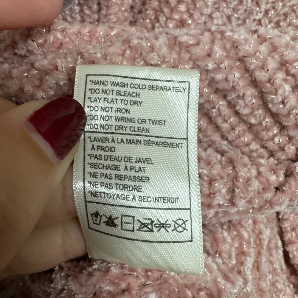 Cupcakes & Cashmere Pink Metallic Scallop Dolman Sleeve Pullover Sweater Small - Image 8