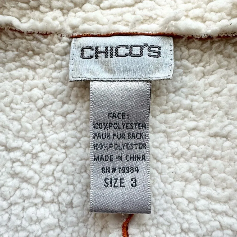 🔃Chico's Orange Faux Suede Sherpa Teddy Jacket - Image 9