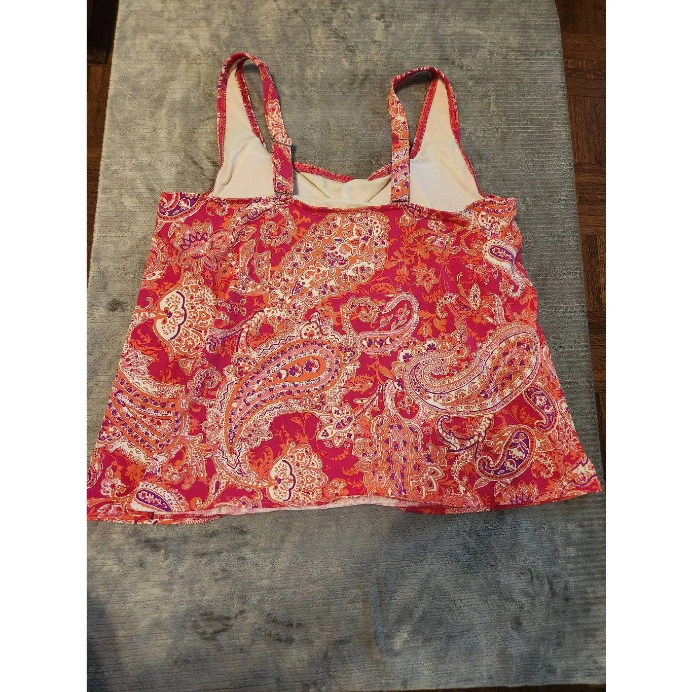 Lands End Size 18W Women's Tankini Top Pink Paisley Floral - Image 2