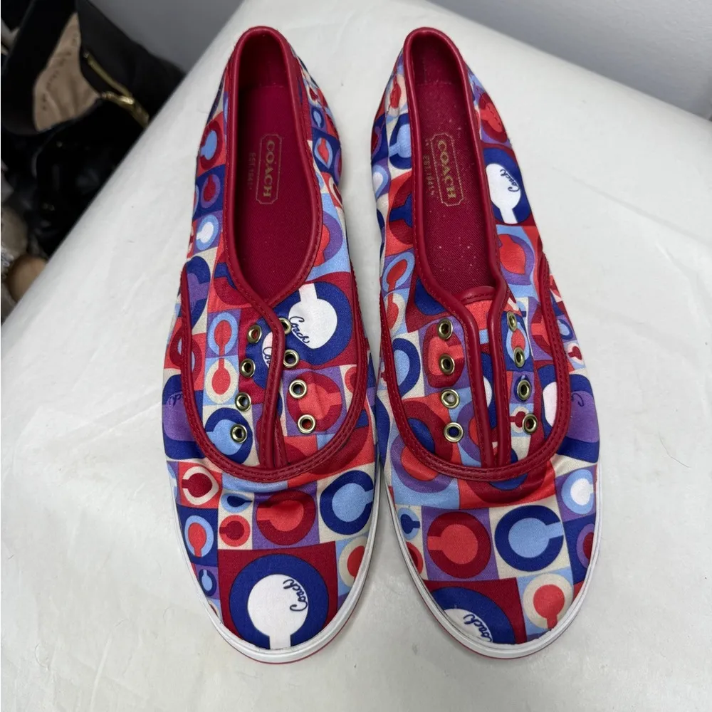 Coach Audrina Patchwork Satin Low Top Sneakers Sz 8.5 - Image 2