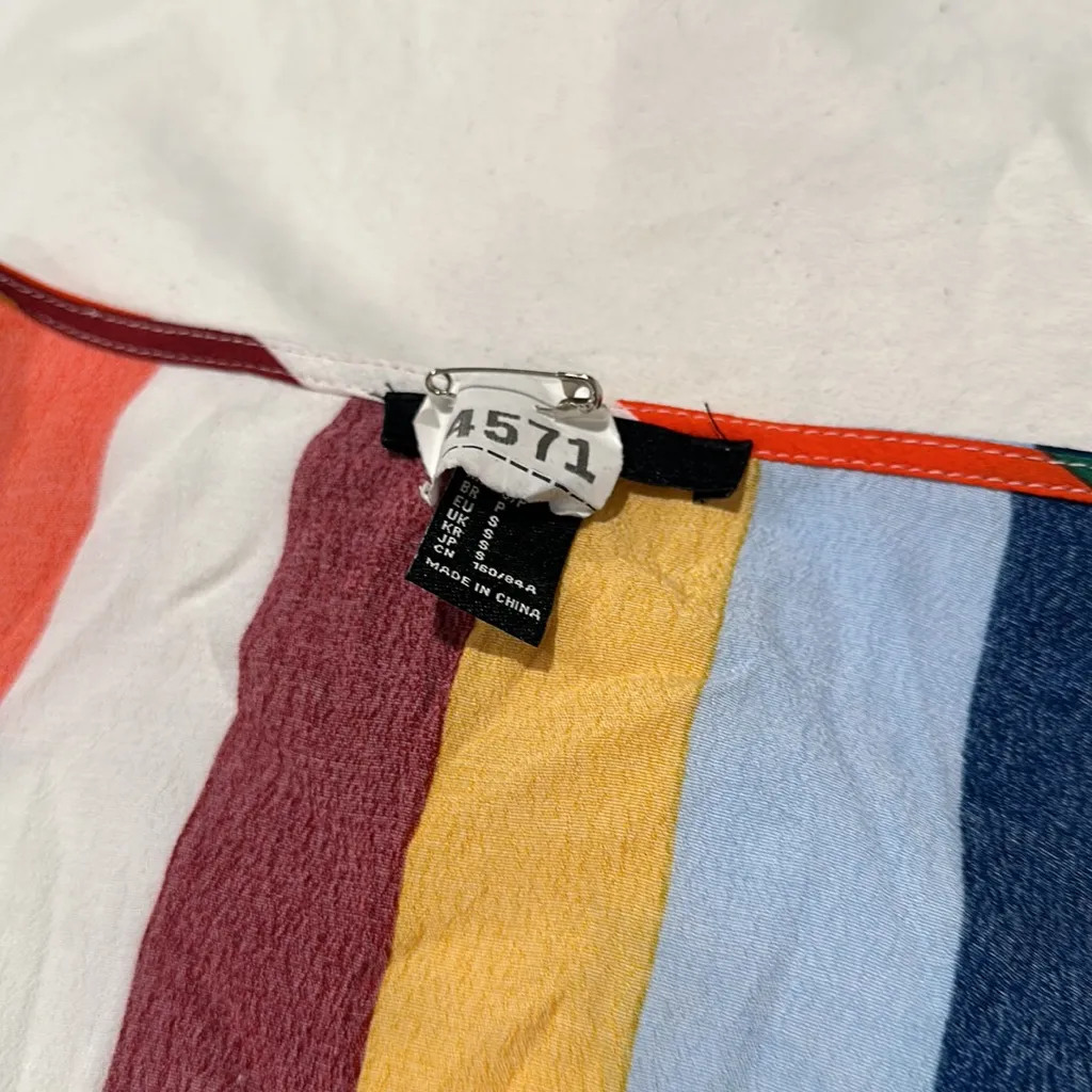 MOVING SALE Forever21 Cropped Multicolor Striped Flare Bell Sleeve Front Tie Top - Image 7