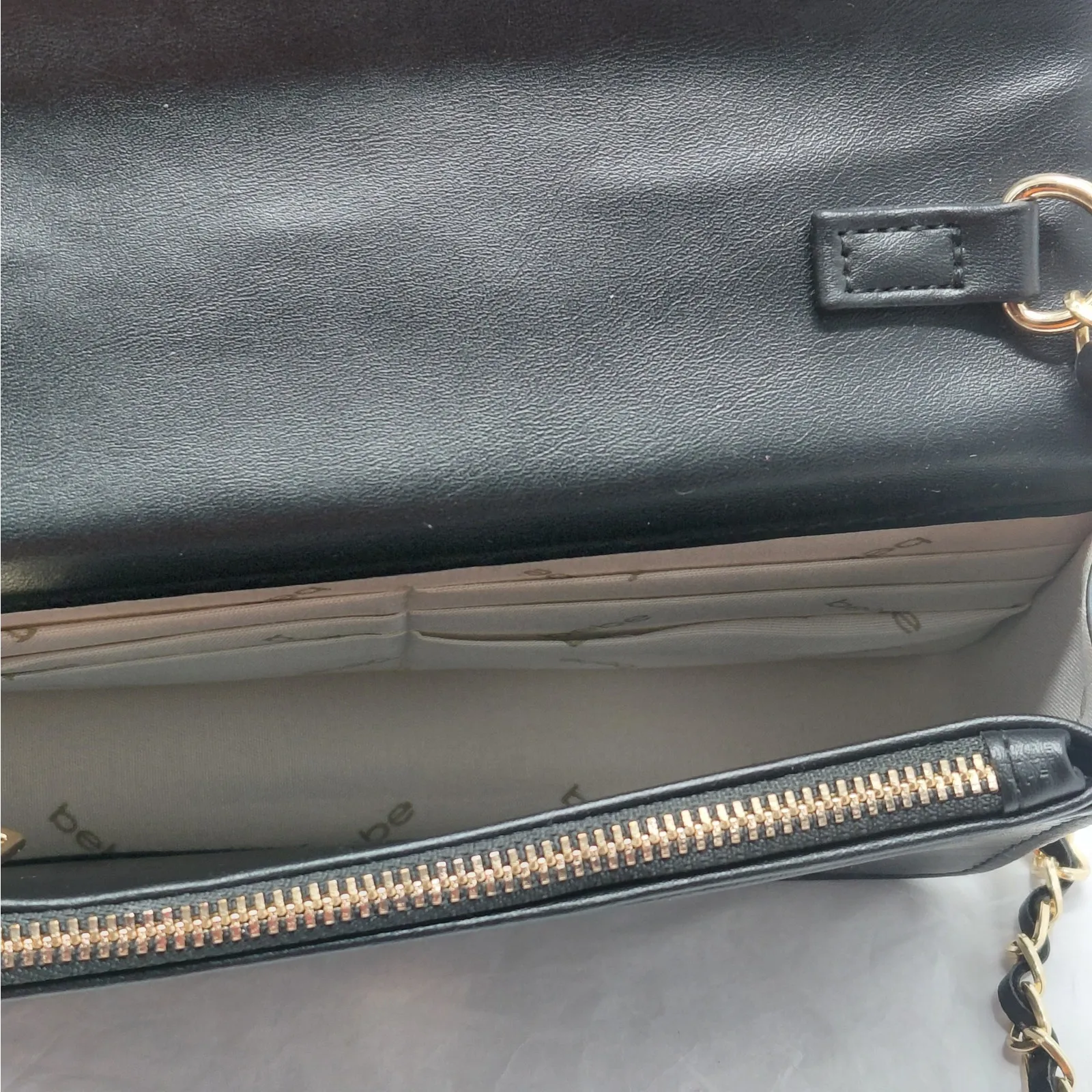 Bebe Womens Black Mini Crossbody Bag Woven Faux Leather Chain Strap Purse NWOT - Image 7