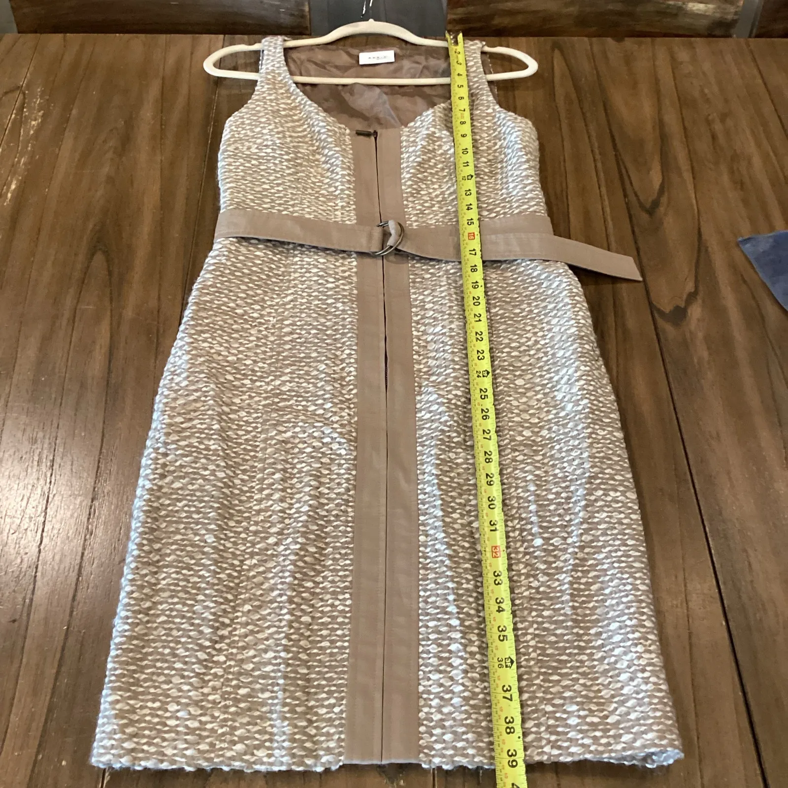 Akris Punto camel brown wool blend Boucle knit Mid length sleeveless dress 8 - Image 6