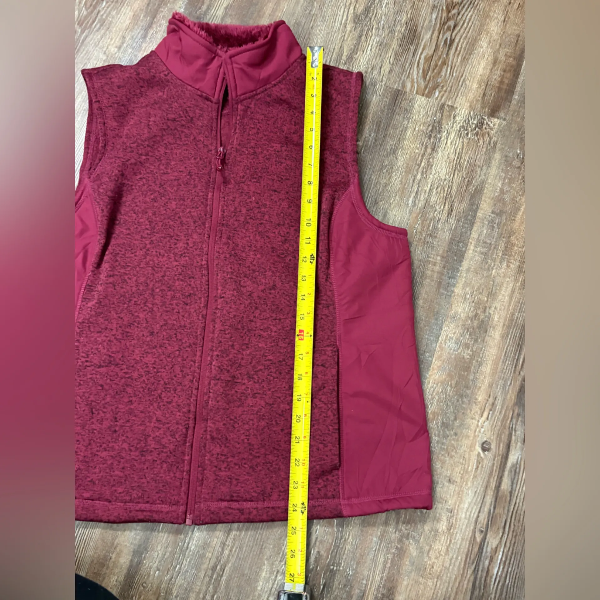 G H Bass & Co Womens Maroon Full Zip Knit Sleeveless Vest Jacket XL Winter Red - Image 3