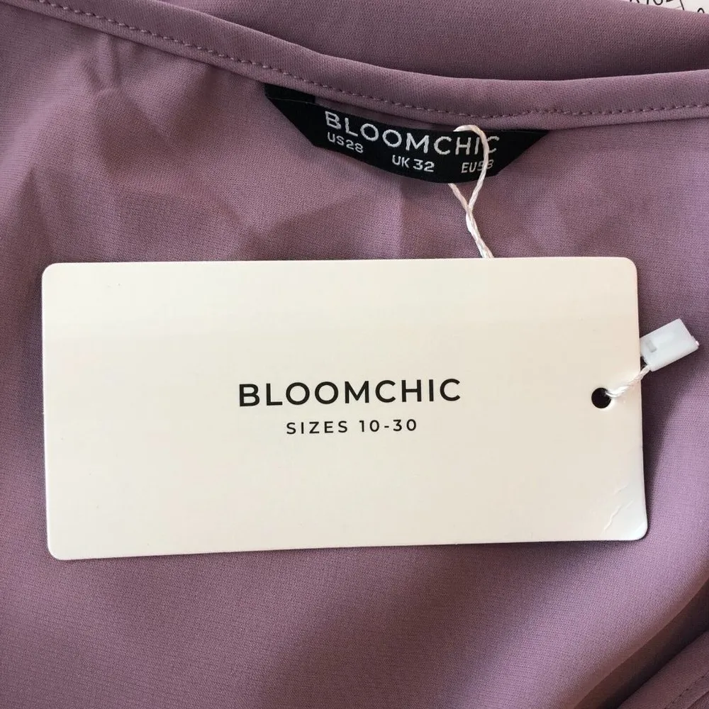 Bloomchic Knotted Tie 3/4 Sleeve V Neck Blouse Top Mauve Purple 28 - Image 6