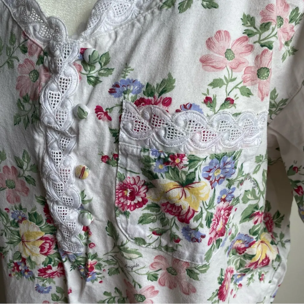 4/$20 VTG Earth Angels 100% Cotton Short Sleeve Nightgown Night Shirt - Image 4