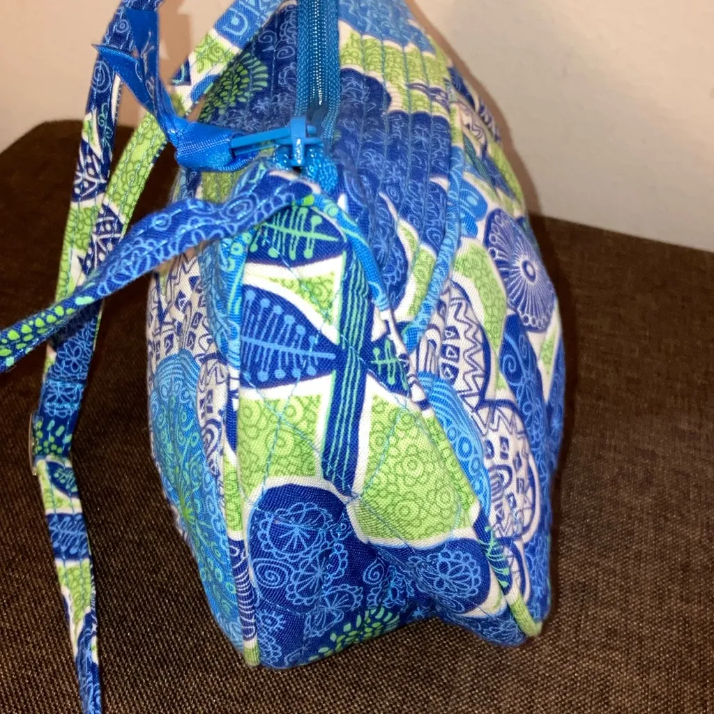 Vera Bradley Doodle Daisy Mini Quilted Crossbody Bag Purse Blue Green Floral - Image 5