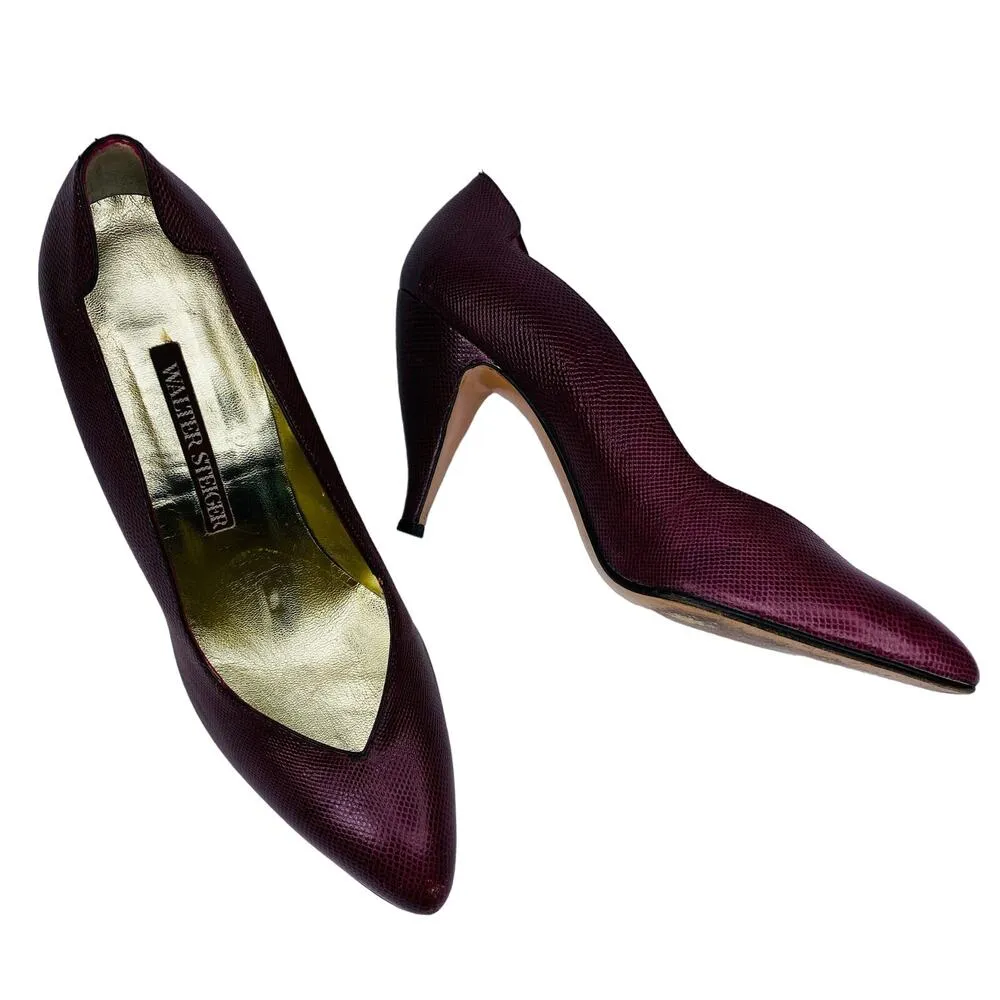 Walter Steiger Heels Pumps 9.5B Burgundy Wine 4" Red Size 9.5 - Image 2