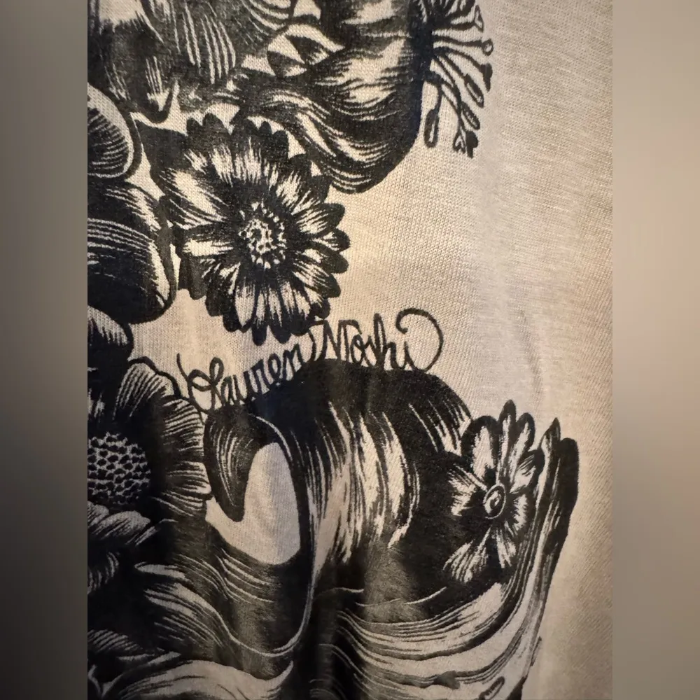 Lauren Moshi Flower Bird V-Neck Long Sleeve Women’s Gray Size Small - Image 5