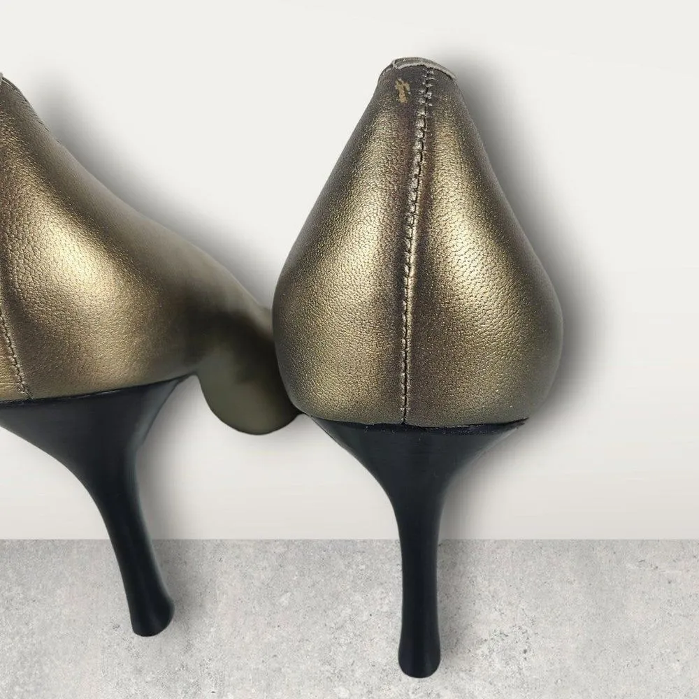 Calvin Klein Katell Bronze Metallic Gold Pump Heels Peep Toes Size 6M - Image 6