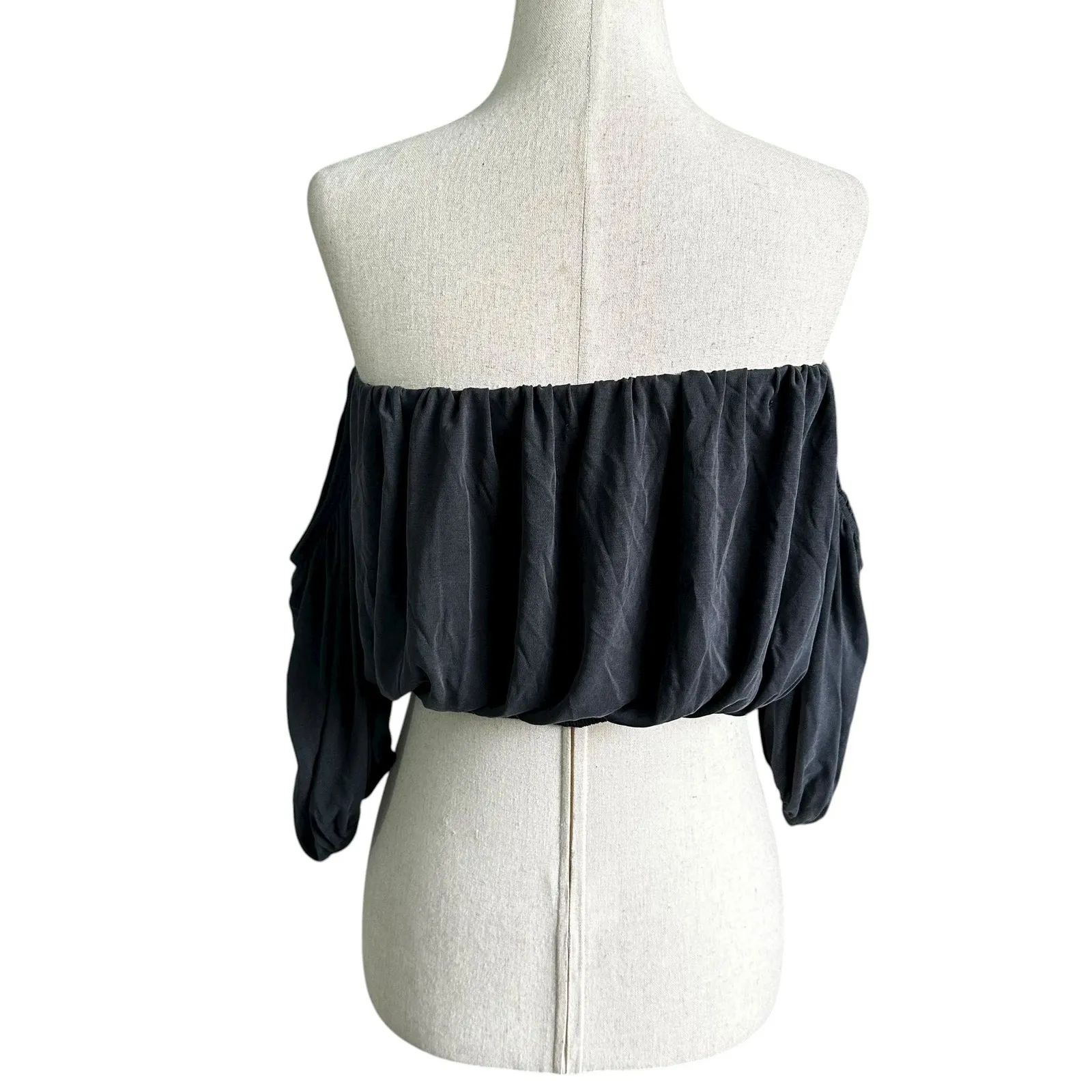 Lavender Field Gray Strapless Cold Shoulder Crop Top Women's Size Small | 25-9-2 - Image 3