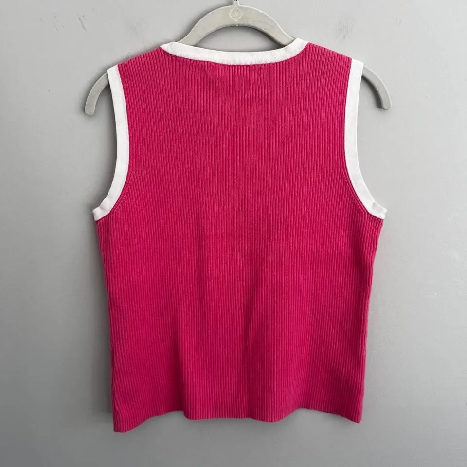 PINK TOMMY HILFIGER RIBBED SWEATER‎ TANK TOP - Image 6