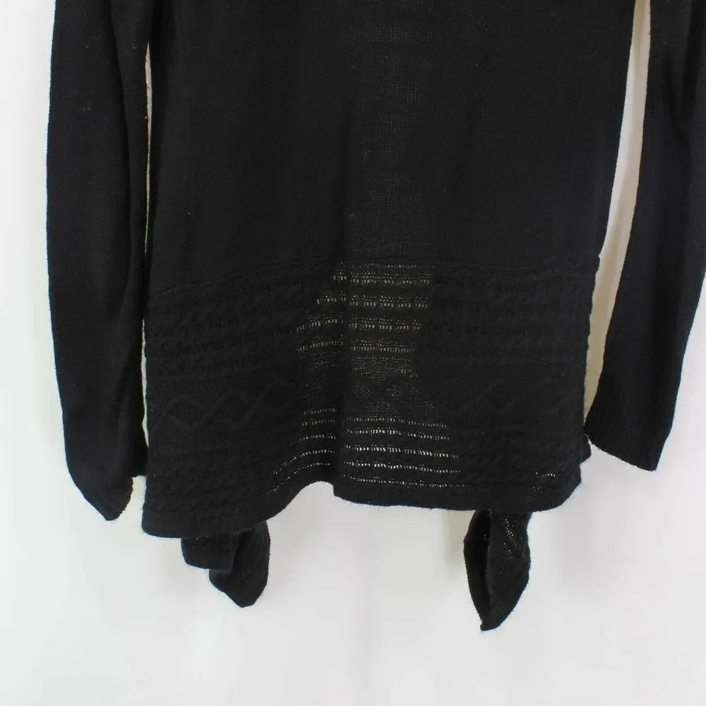 Iz Byer Womens Cardigan Sweater Black Long Sleeve Open Front Cable Knit - Image 4