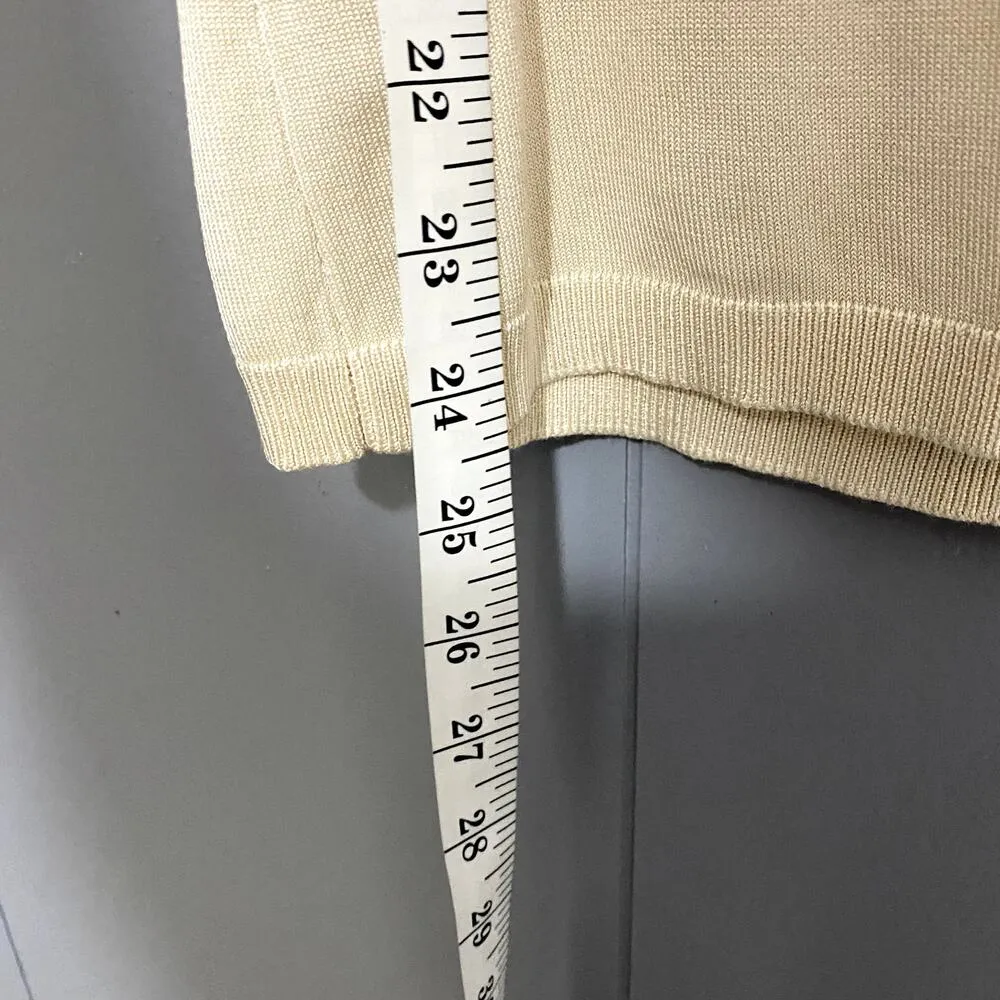 Lauren Ralph Lauren Vintage Cream 100% Silk Ruffle Knit Classic Tank Top M Size M - Image 3