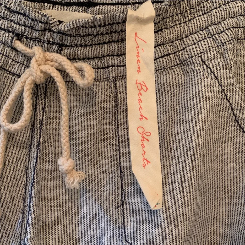 April Kiss Striped Drawstring Linen Beach Shorts. Size - Image 5