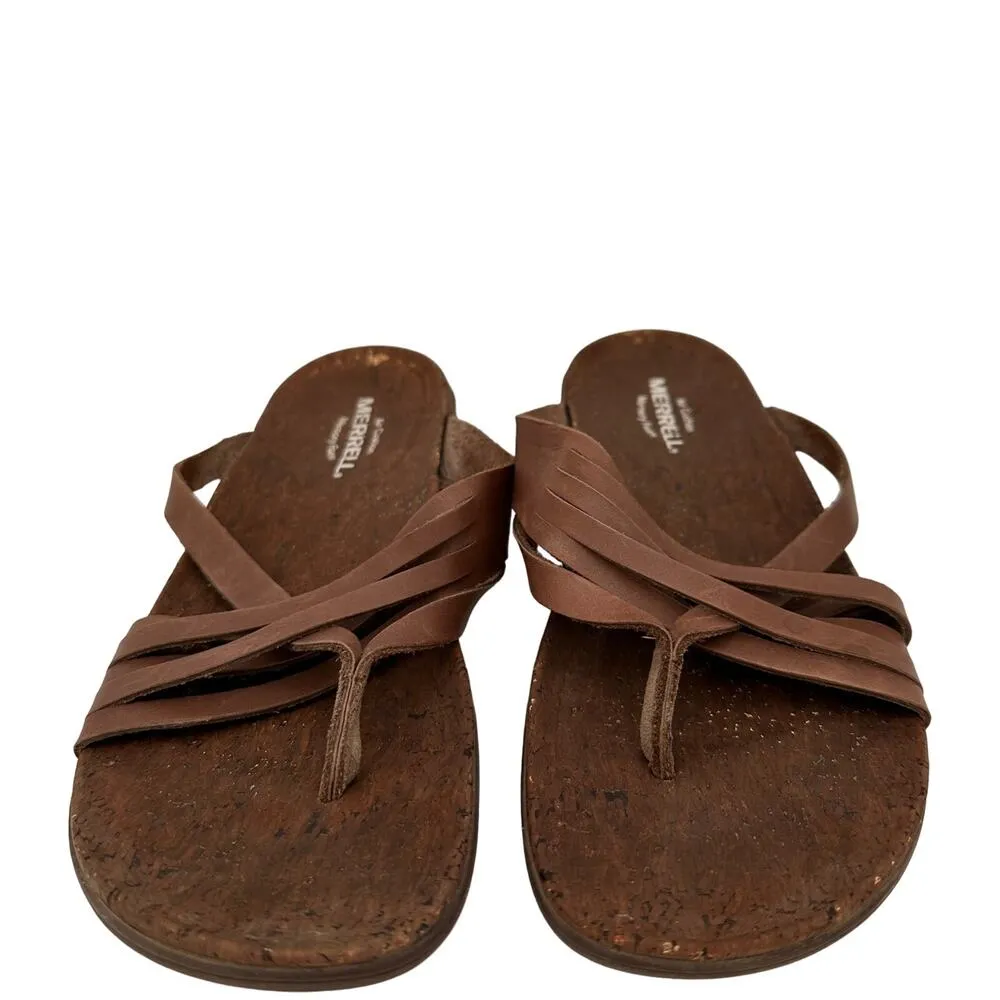 Merrell Brown Leather Falcon Mandolin Mahana Slide Sandals Size 9 - Image 2