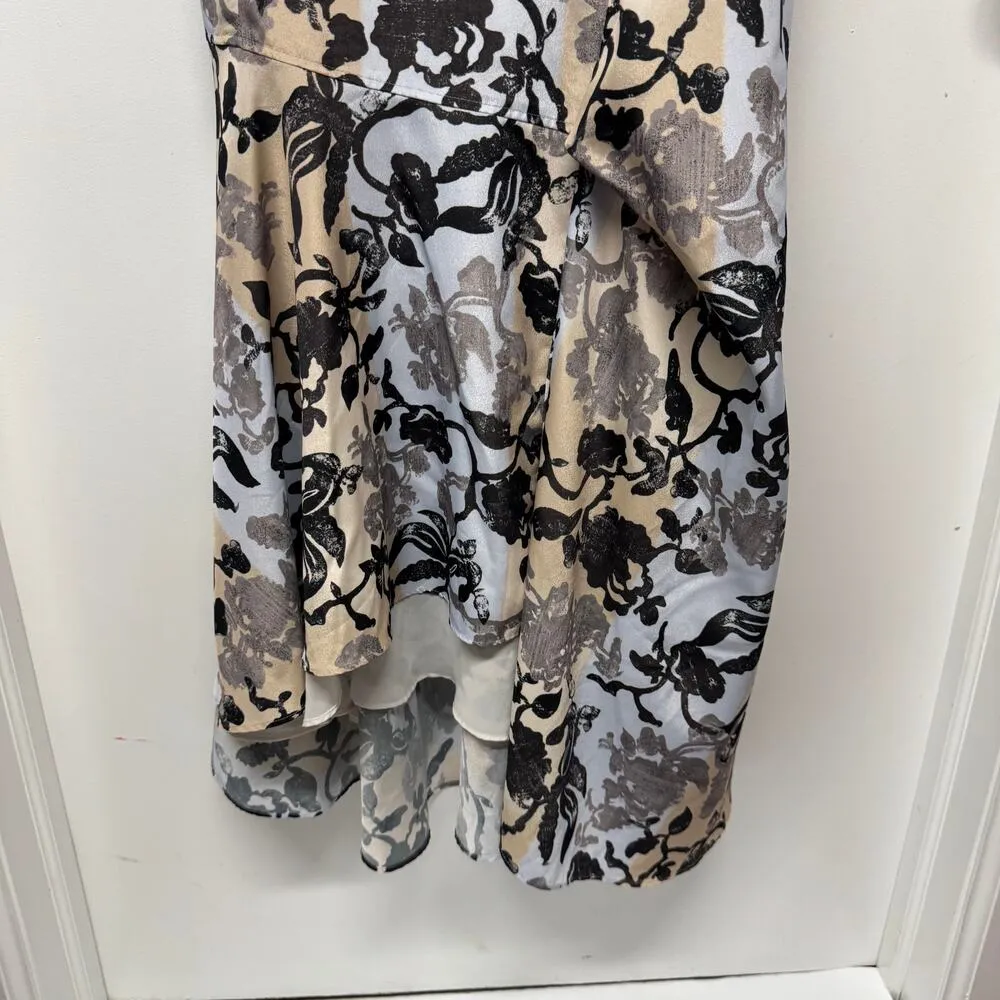 ADEAM Floral Fiesta Maxi Gown Dress Womens Size 4 Blue Beige Black Ruffled - Image 5